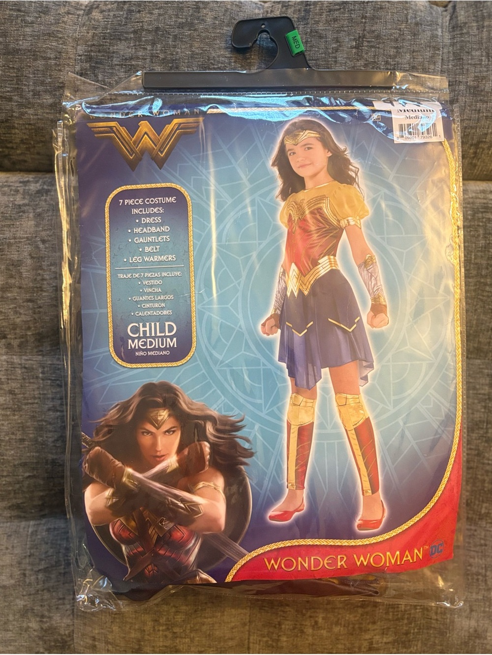 Wonder Woman DC Girls' Blue and Gold Costume - Child Medium